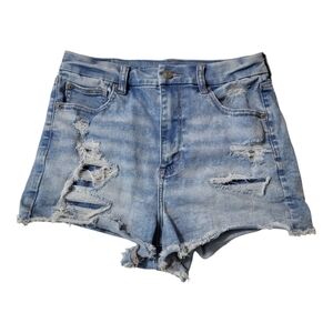 American Eagle Shorts Light Wash Distressed Denim With Holes Cutoffs Size 8